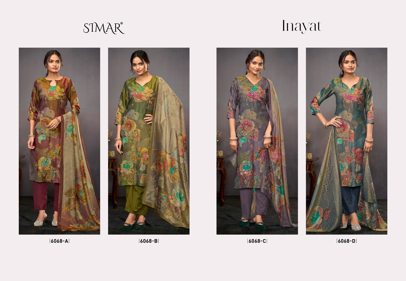 Inayat By Glossy Silk Tissue Printed Suits Wholesale Price In Surat